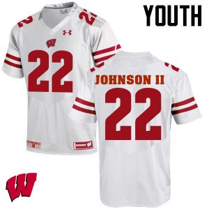 Youth Wisconsin Badgers NCAA #22 Patrick Johnson Ii White Authentic Under Armour Stitched College Football Jersey QF31U84DX